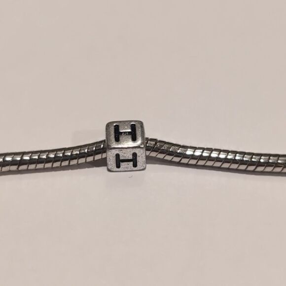 Silver H Spacer Charm for Pandora Style Bracelet‎ - Picture 4 of 5